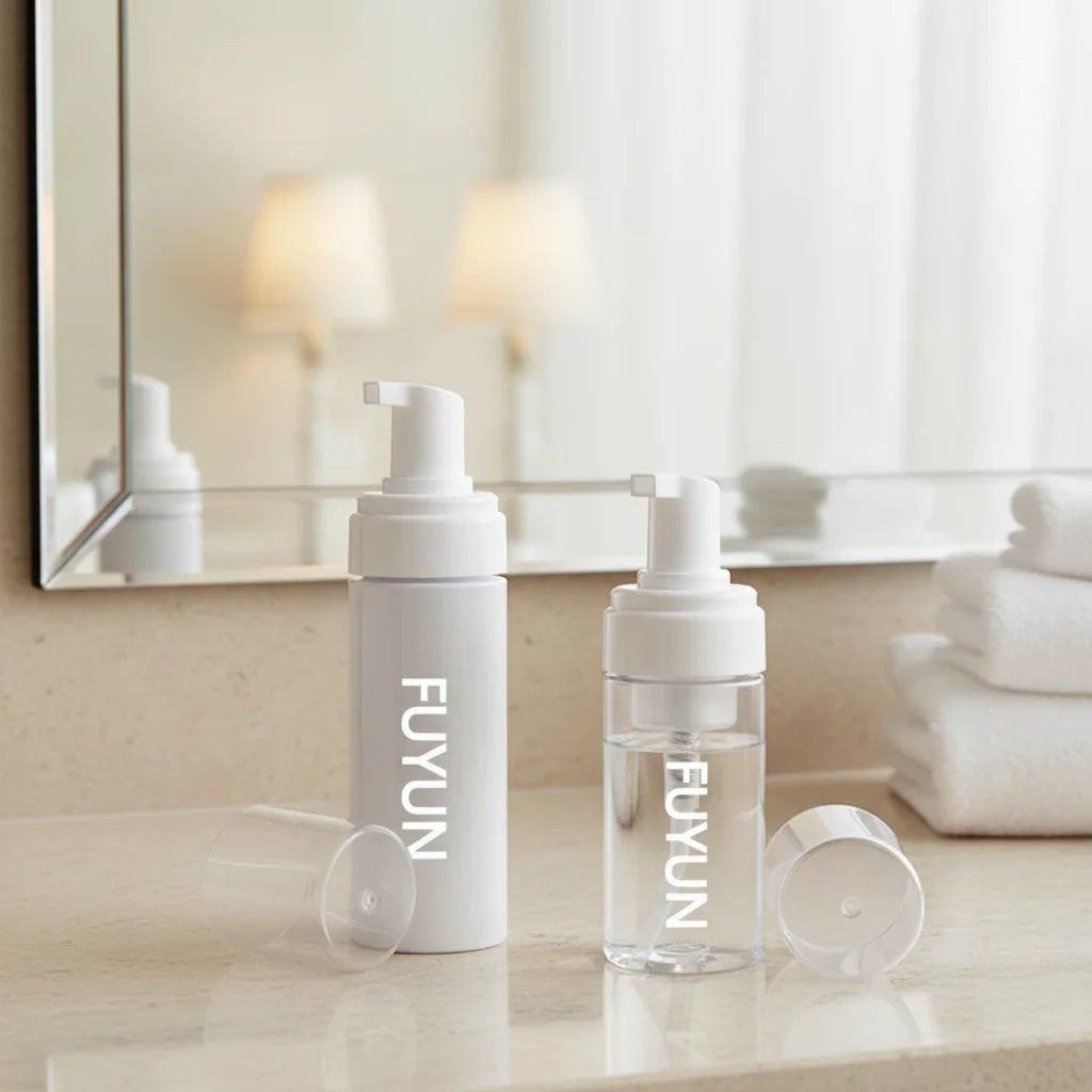 Fuyun Round Facial Cleanser Foaming Soap Dispenser Pump Bottle 100/120/150/200ml Empty Cosmetics Plastic Bottles