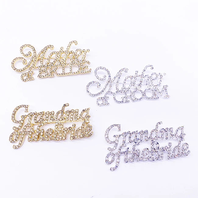 2025 New Design Monogram Jewelry Brooches Rhinestone Brooch Wedding Decoration for Mother of Bride & Grandma Bride for Children