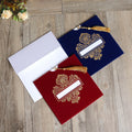 Luxury Red and Navy Velvet Pocket Envelope Invitation With Inner Card and Tassels for Wedding Invitation