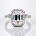 SGARIT Jewelry Halo Engagement Ring 14K White Gold 3CT Emerald Cut VVS1 D Moissanite Women Custom Natural Diamond Jewelry