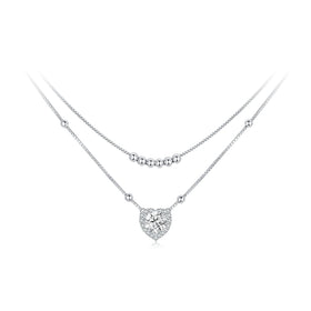 Light Luxury Double Layer 1 Carat Moissanite Necklace S925 Sterling Silver Platinum Plated Fashion Jewelry Chain