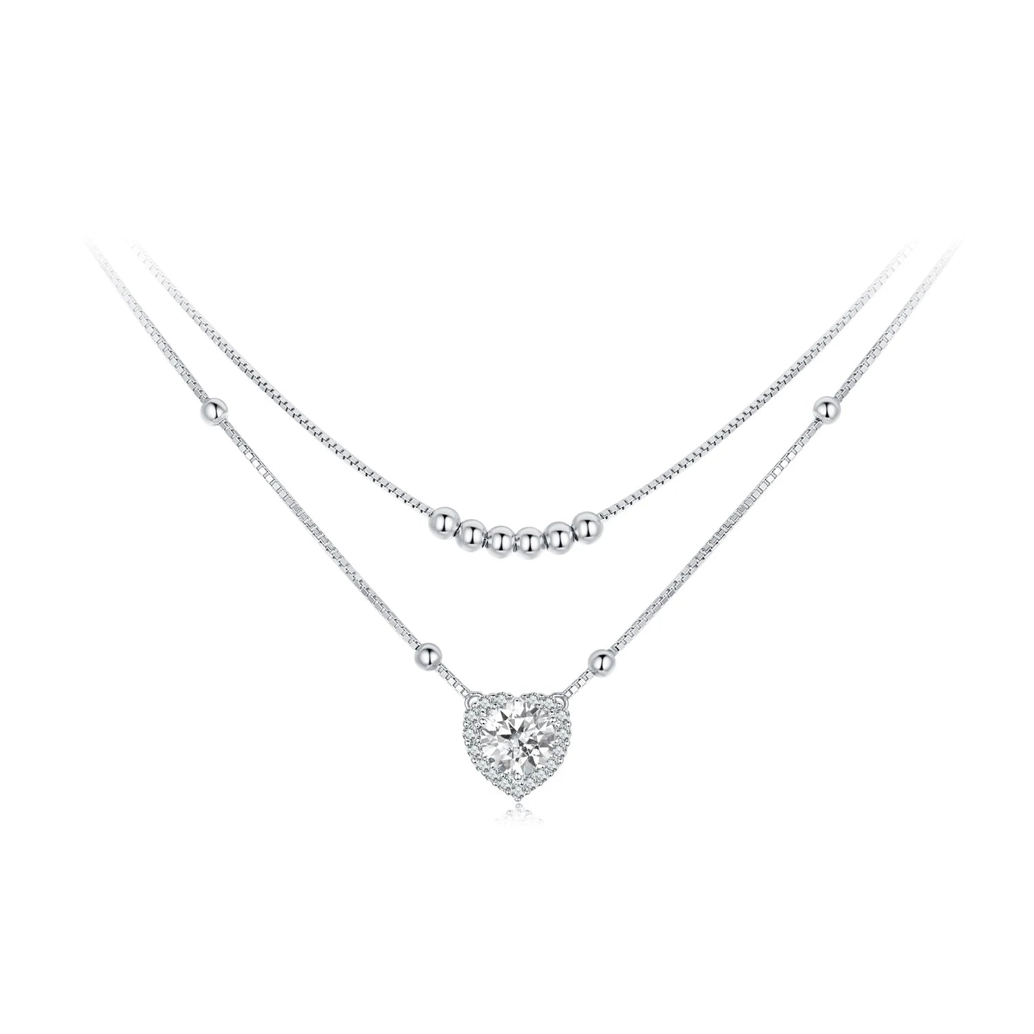 Light Luxury Double Layer 1 Carat Moissanite Necklace S925 Sterling Silver Platinum Plated Fashion Jewelry Chain
