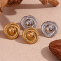 Twisted Button Stud Earrings Tarnish Free Stainless Steel Jewelry Wholesale Gold Plated Earrings