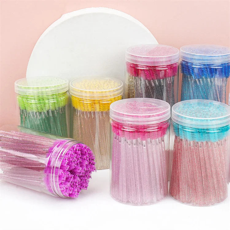 Wholesale Disposable Nylon Eyelash Mascara Wands with Box Spoolie Lash Extensions Wands Brush