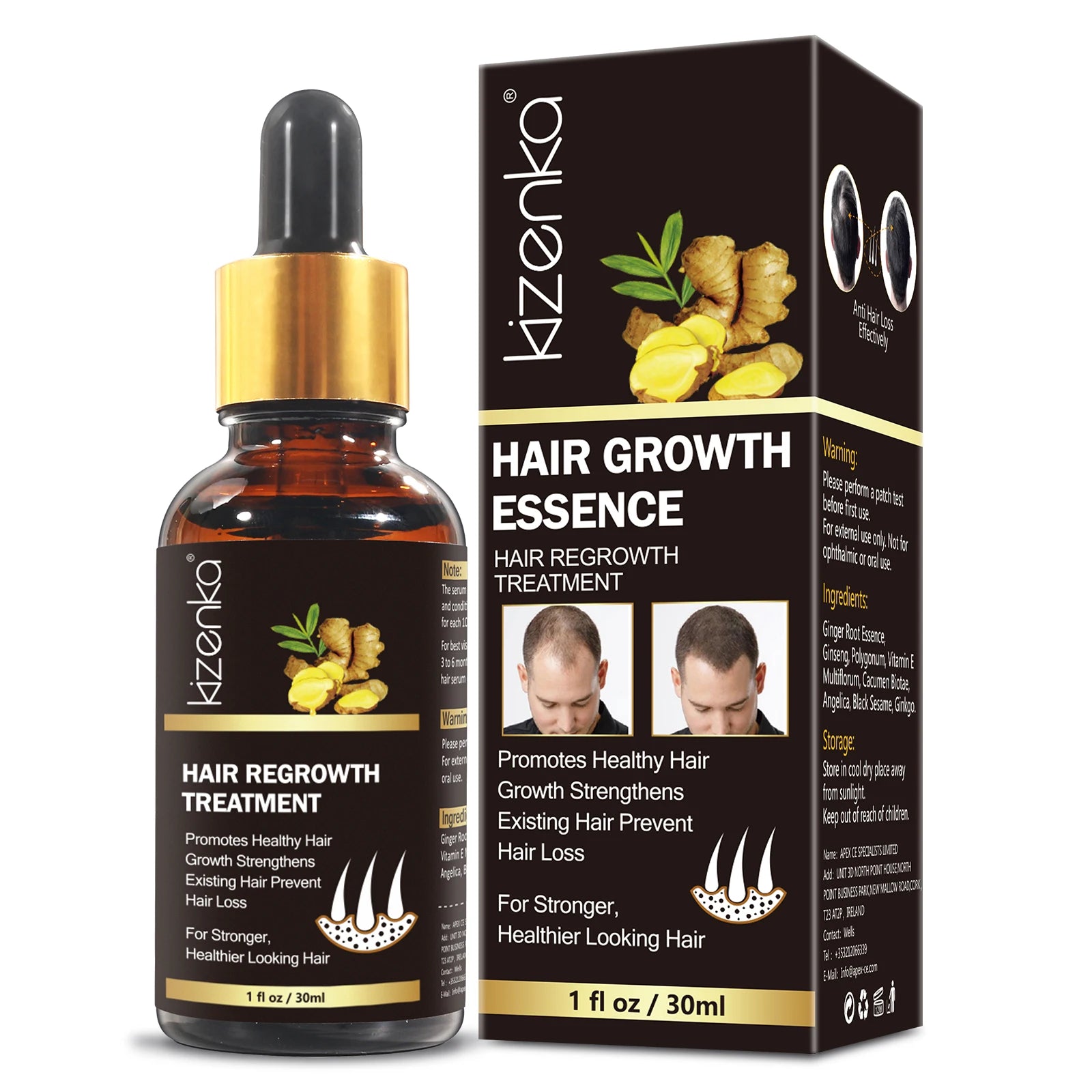KIZENKA Private Label Organic Plant Active Promote Healthy Prevent Hair Loss Hair Growth Oil Serum