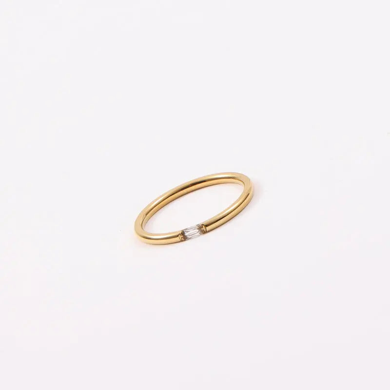 High End 18K Plain Gold Not Fall Zirconia Dainty Rings Stainless Steel Trendy Simple Gold Plated Jewelry