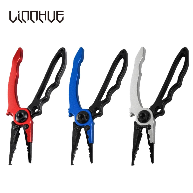 LINNHUE Aluminum Alloy Fishing Pliers Multifunctional Hooks Remover Line Cutter Split Lure Rings Fishing Holder Tackle Pliers