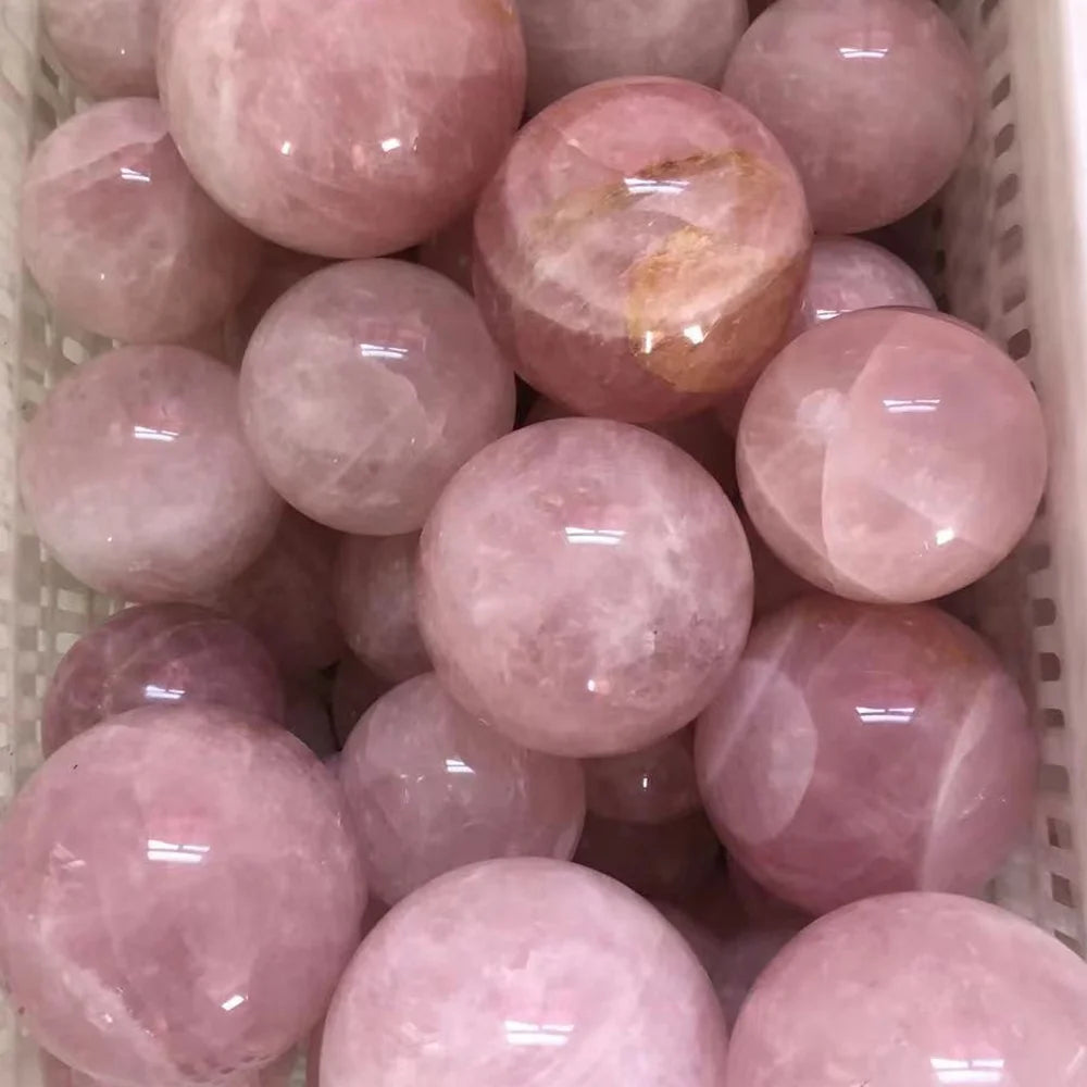 Wholesale Large Size Natural Rose Quartz Crystal Spheres Pink Crystal Healing Balls Sphere Stand for Ornaments