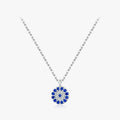 925 Sterling Silver Link Chain Trendy Cubic Zirconia Evil Eyes Pendant Necklaces for Women Girls