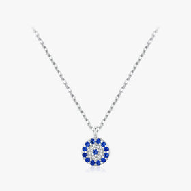 925 Sterling Silver Link Chain Trendy Cubic Zirconia Evil Eyes Pendant Necklaces for Women Girls