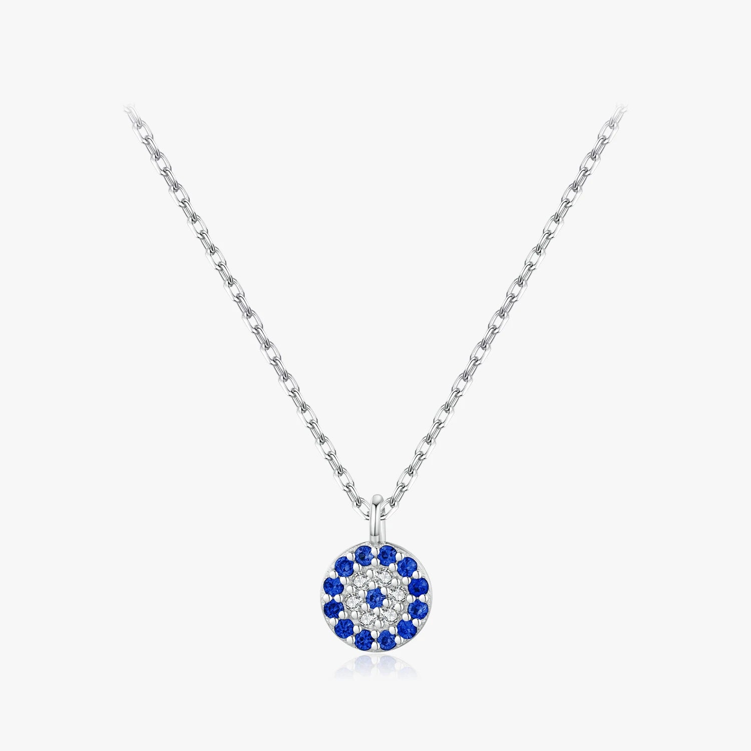 925 Sterling Silver Link Chain Trendy Cubic Zirconia Evil Eyes Pendant Necklaces for Women Girls