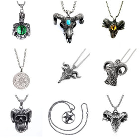 New Hell Demon Baphomet Pendant BCD48-82 Pentagram Pan God Skull Goat Head Stainless Steel Metal Casting Custom TRENDY Necklace