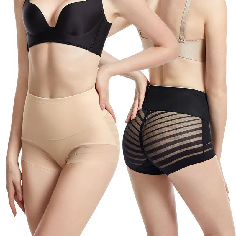 Ladymat ODM/OEM Bragas De Cintura Media Mid Waist Panties Mesh Body Shaper Control Panties Transparent Underwear Tummy Control