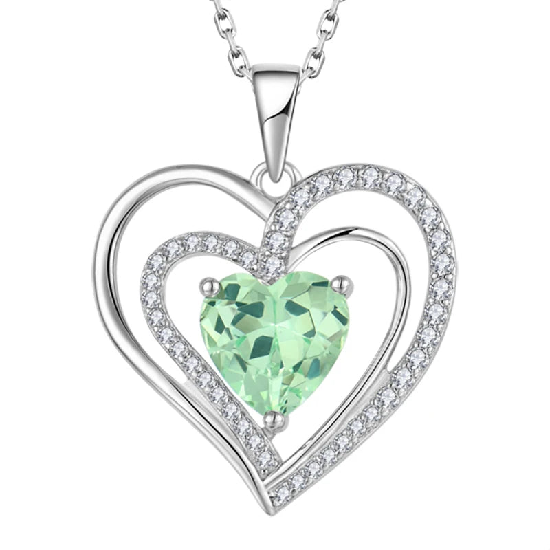 Hot Sale 925 Sterling Silver Women's Heart Necklace Zircon Gemstones Love Heart Pendant Rhodium Plated Jewelry for Parties