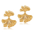 New Design European American Fashion Women's Bohemian Style Ginkgo Leaf Shape Copper Plated 18K Gold Ear Anniversary Party Gift