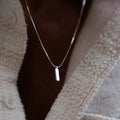 EManco Square Pendant Necklace Simple White Gold Square Snake Chain Stainless Steel Collarbone Chain Wholesale