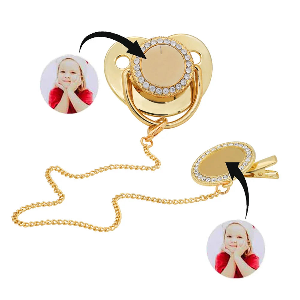 Blank Custom Personalized Sublimation Pacifier Holder Baby Nipple With Chain Clip