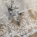 White Bridal Net Lace Fabrics With Sequins Heavy Beads Embroidery Lace Fabric for Wedding Dress