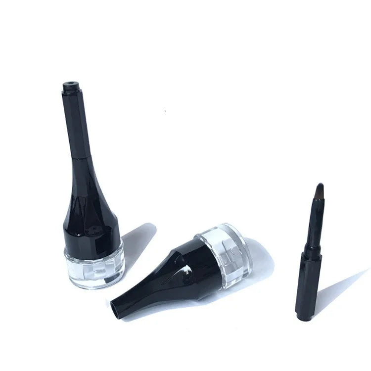 3ml Plastic ABS Empty Black Eyeliner Liquid Lip Gloss Tube With Brush Cosmetic Packaging