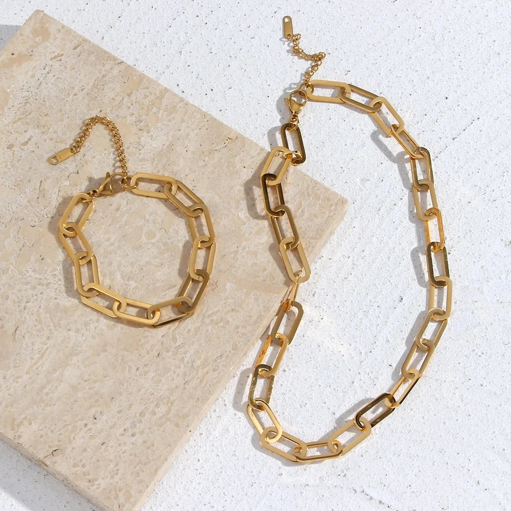 Guarantee Dreamshow Paper Clip Necklace Link Chain Gold Plated Hypoallergenic Chain Necklace Basic Big Necklace Jewelry