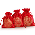 Customize Red Silk Embroidered Bags Jewelry Packaging Bag Wedding Favor Pouches Party Supply Organza Gift Bag