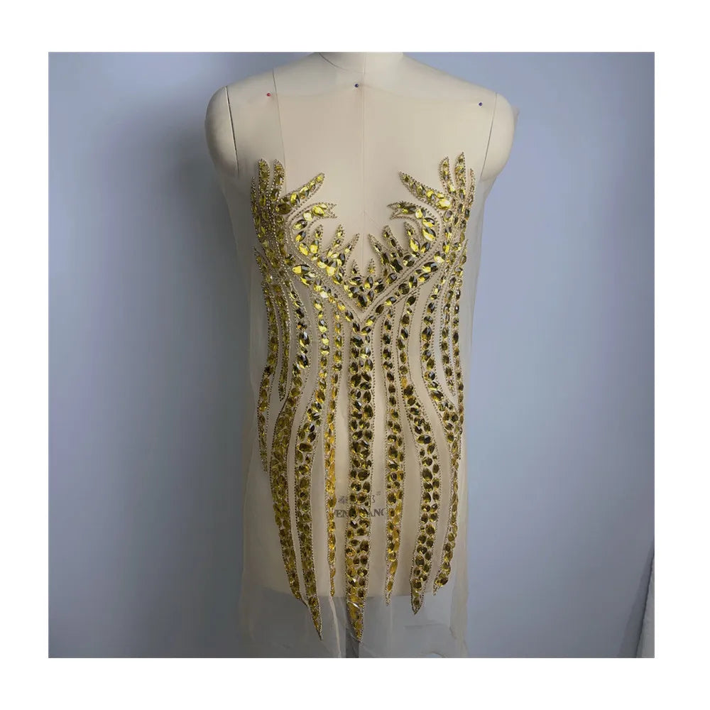 Handmade Sew on Rhinestone Bodice Patches Appliques Sew on for Wedding DIY