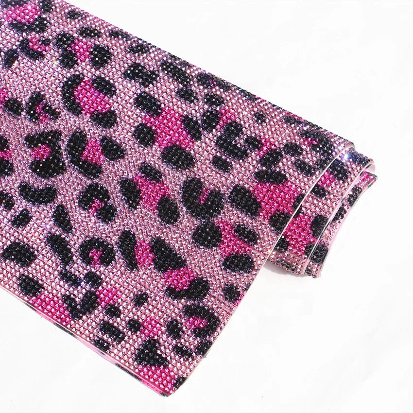 Factory Direct Sales Crystal Rhinestone Leopard Print Sheet Hot Fix Decorative Stickers Rhinestone Sheets Self Adhesive