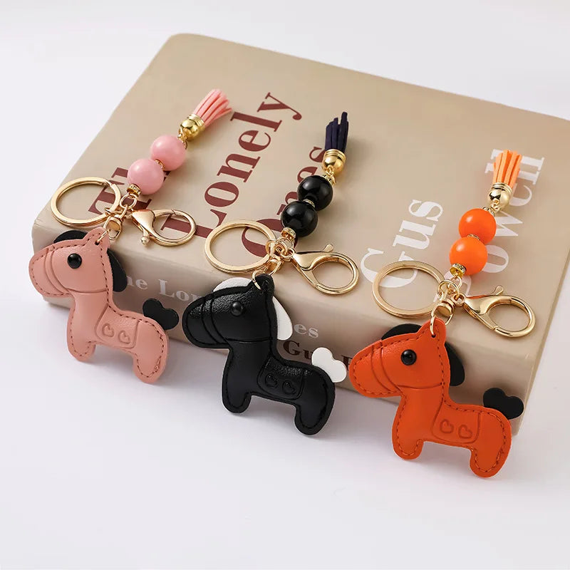 PU Leather Animal Keychain Cute Horse Shape Keychain for Bag Charm & Promotional Gifts