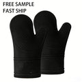 Custom Logo Heat Slip Resistant Silicone Oven Mitts Soft Thick Cotton Lining Waterproof Flexible Gloves for Hands Kitchen