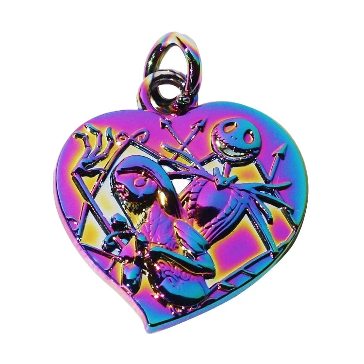 Hot Design rainbow logo Necklace Pendant Handmade Heart Shape Brand Metal hang Tags Charms for Bangle