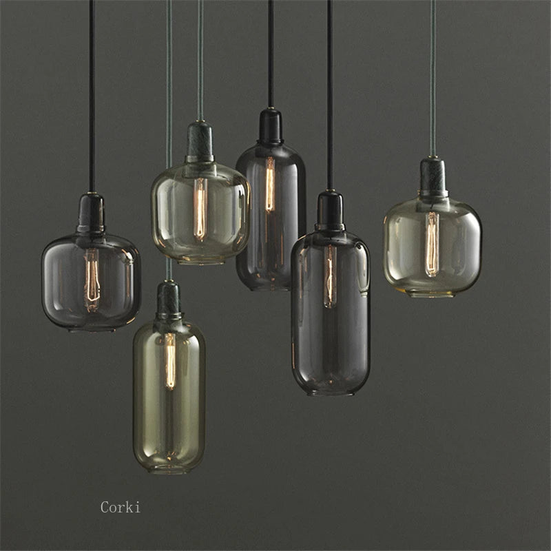 Danish Design Normann Amp LED Pendant Lights Retro Industrial Glass Hanging Lamp Led Marble Light Restaurant Home Decor Fixtures