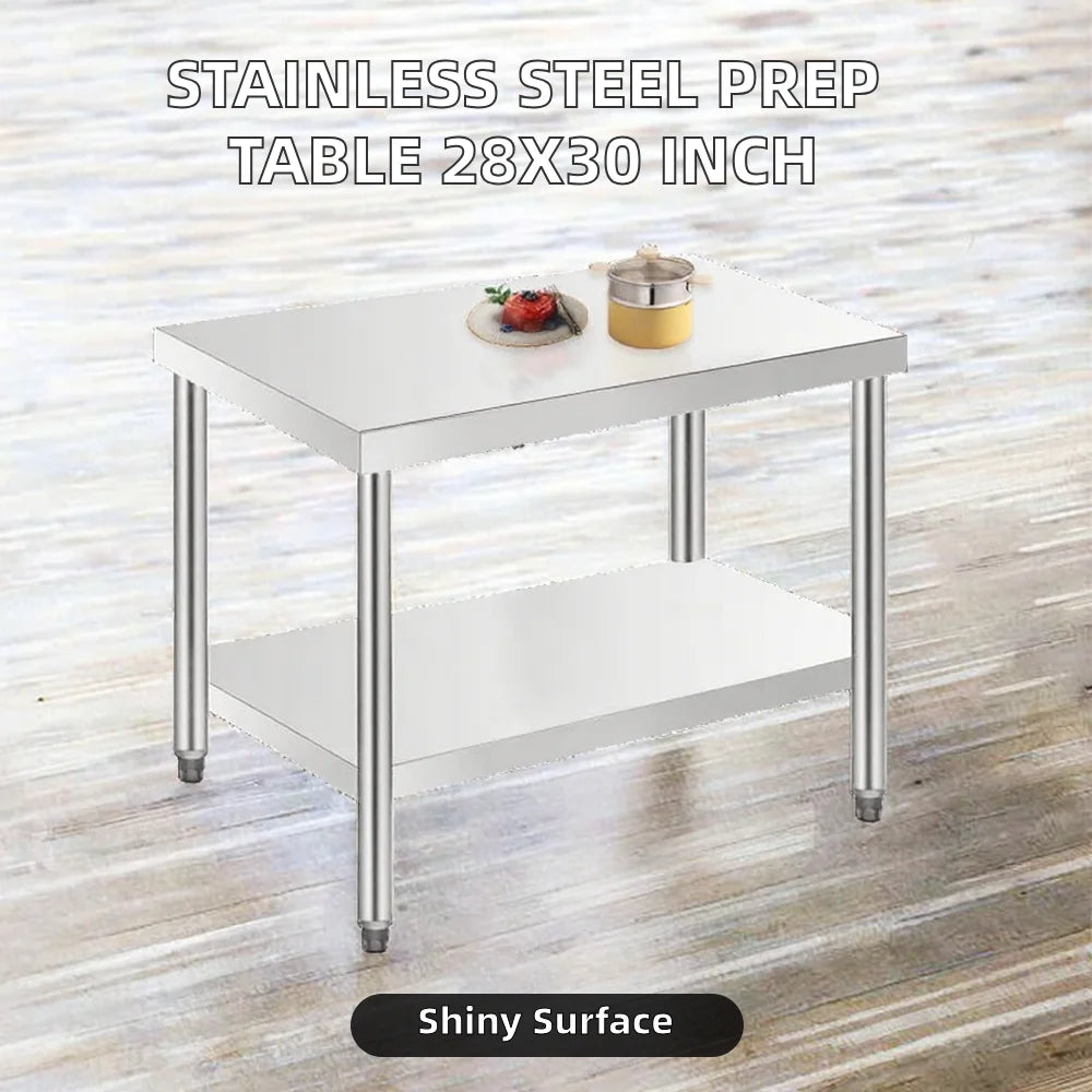 Supply Australia's Most Competitive Price Commercial Kitchen Worktops Stainless Steel Hotel Restaurant Double Shelf Workbench