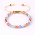 New Fashion Design Natural Blue Turquoise Lapis Lazuli Stone CZ Diamond Beads Custom Logo Macrame Women Bracelet