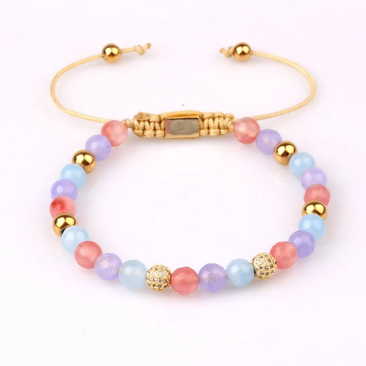 New Fashion Design Natural Blue Turquoise Lapis Lazuli Stone CZ Diamond Beads Custom Logo Macrame Women Bracelet