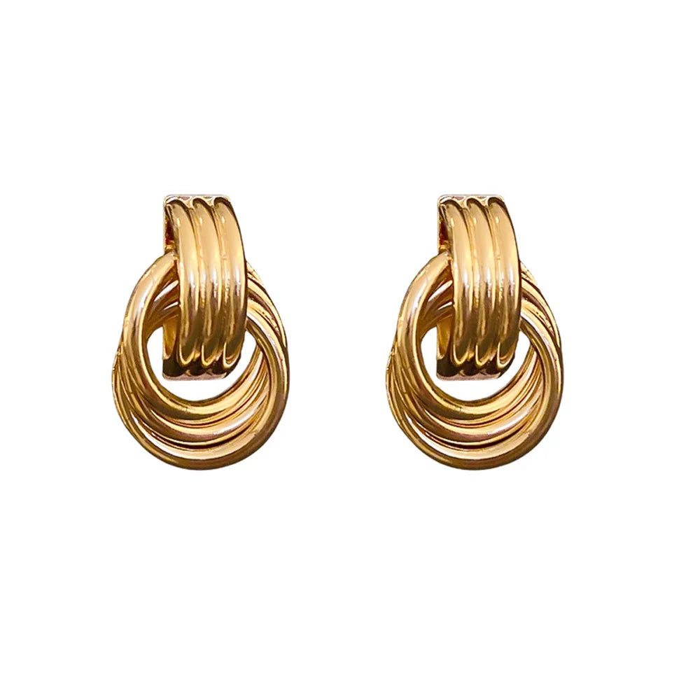 Fashion Jewelry Gift Wholesale Gold Statement Geometric Twisted Drop Earring Hypoallergenic Chunky Gold Knot Earring for Women