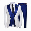 S0249G Men's Three-Piece Casual Pants Suit Single-Breasted Wedding & Party Slim Trousers with V-Neck Collar Plus Size Available