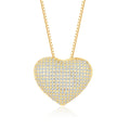 Trendy Engagement Wedding Gold Plated Geometric Box Chain Pendant Necklace with Zircon for Women