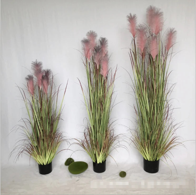 Large Indoor Home Decor Green Pampas Artificial Reed Grass Setaria Viridis Durable Plastic Indoor Decoration