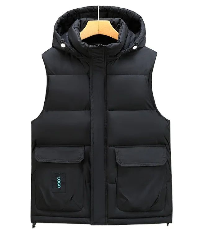 Down Cotton Waistcoat Men's Winter Wear Thick Warm Teenage Student Vest Outdoor Cargo Coat