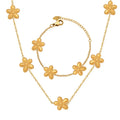 Cute Trendy Fashion NO Fade 18K Gold Plated Stainless Steel Flower Shape Charms Bracelet Necklace for Women Girls Jewelry