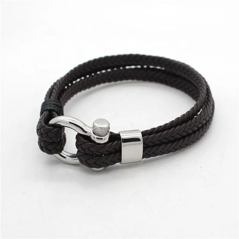 Vachette Clasp Braided Leather Bracelet Mens Bracelets Leather Oem Manufacturer