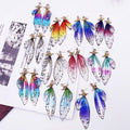 Delicate Colorful Rhinestone Gradient Fairy Butterfly Wing Drop Earring Gold Plated Knot Hook Earrings for Women Girls Jewelry