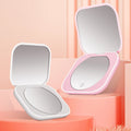 Custom Double Sided Fold Portable Mini Pocket LED Light Makeup Mirror square Compact Mirror Cosmetic for Women