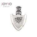 Stainless Steel Vintage Viking Pendants Necklace Charms Party Hiphop Silver Plated Zircon As Picture Claw Setting 3pcs 42*27*9mm