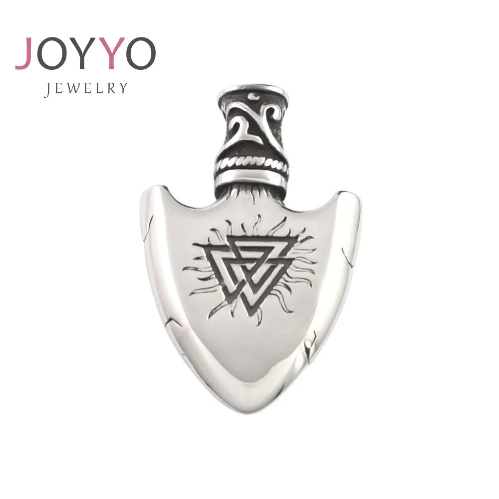 Stainless Steel Vintage Viking Pendants Necklace Charms Party Hiphop Silver Plated Zircon As Picture Claw Setting 3pcs 42*27*9mm