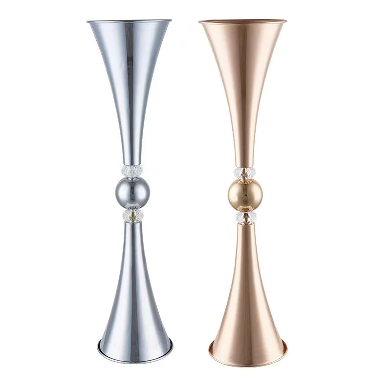 Metal Trumpet Flower Vase for Table Centerpiece Wedding Hotel Home Decoration