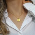 Hypoallergenic Stainless Steel 18K Gold Plated Vintage Sun Compass Pendant Necklace for Women