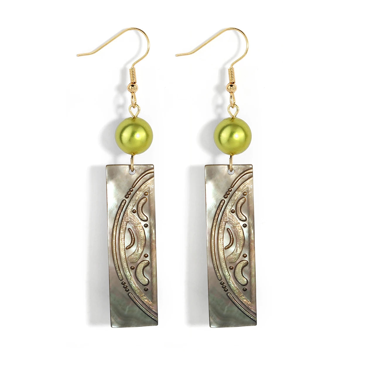 Hawaiian 14K Gold Plated Pearl Jewelry Hot Sale Geometric Carven Retro Tribe Earrings for Women Ladies Custom