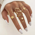 8Pcs/Set Fashion New Design Five Pointed Star Heart Cross Open Ring for Women Jewelry