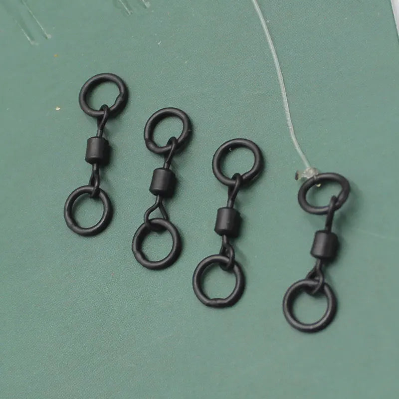 20pcs  Carp Fishing Accessories High Carbon Steel Double Swivel Rig Rings Ball Bearing Rolling Swivel Size 11 Clip Swivel Rigs